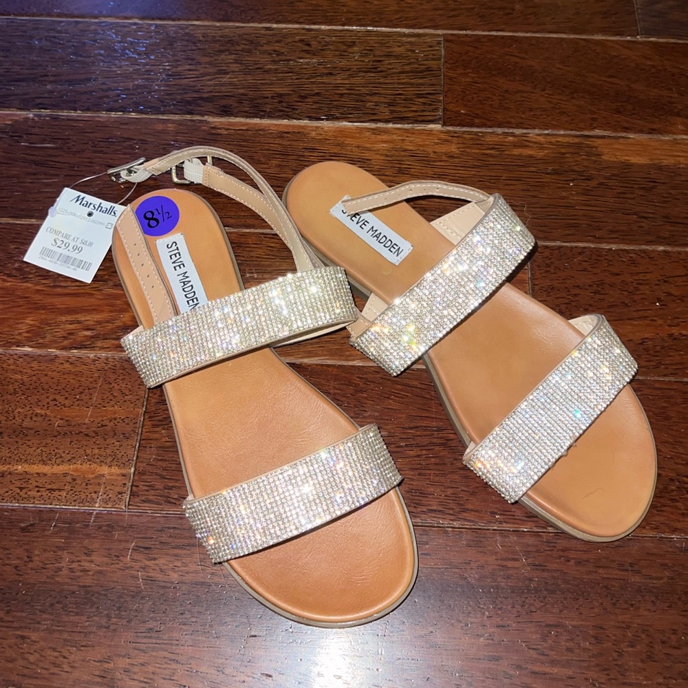 Steve Madden Sandals Tootie Rhinestone Embellished Slides